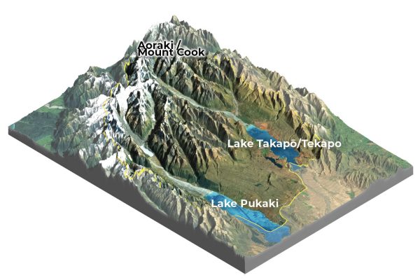 Map of the Te Manahuna Aoraki Project area